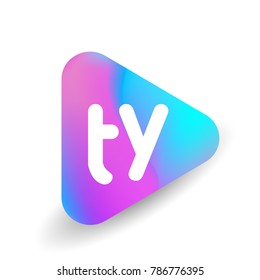 Letter TY logo in triangle shape and colorful background, letter combination logo design for business and company identity.
