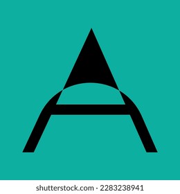Letra A tipo de elemento de plantilla de diseño de logotipo. Uso para logotipo, símbolo, signo, identidad de la empresa. Letra negra Un diseño vectorial de camiseta de texto sobre fondo azul. 
