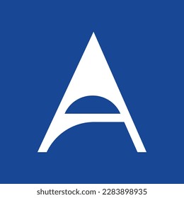 Letter A typography logo design template element. Use for logo, symbol, sign, identity of the company. White letter A text t-shirt vector design on deep blue background. 