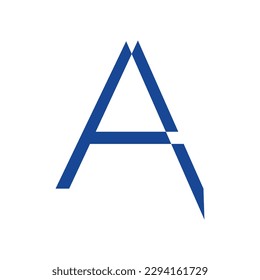 Letter A typography logo design template element. Use for logo, symbol, sign, identity of the company. Blue letter A text t-shirt vector design on white background. 
