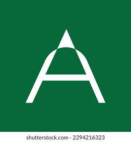 Letter A typography logo design template element. Use for logo, symbol, sign, identity of the company. White letter A text t-shirt vector design on green background. 