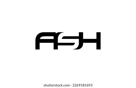 Tipografía de letra A S H espacio negativo