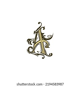 Letter A Typography Vector Art.Garnished Gothic Style Font