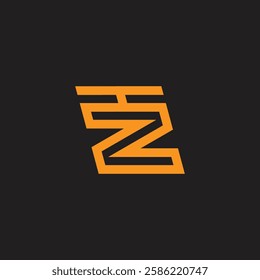 letter tz linked lines simple geometric logo vector