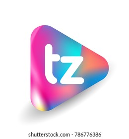 Letter TZ logo in triangle shape and colorful background, letter combination logo design for business and company identity.
