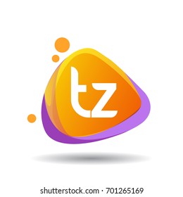 Letter TZ logo in triangle splash and colorful background, letter combination logo design for creative industry, web, business and company.