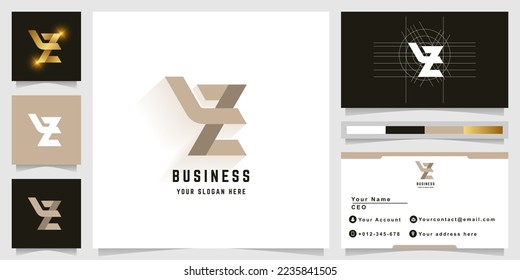 Letter tZ or LZ monogram logo with business card design