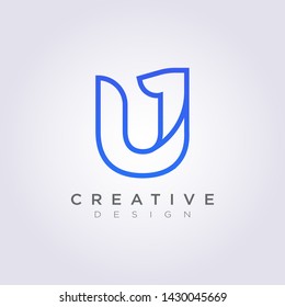Letter U 1 Vector Illustration Design Clipart Symbol Logo Template.