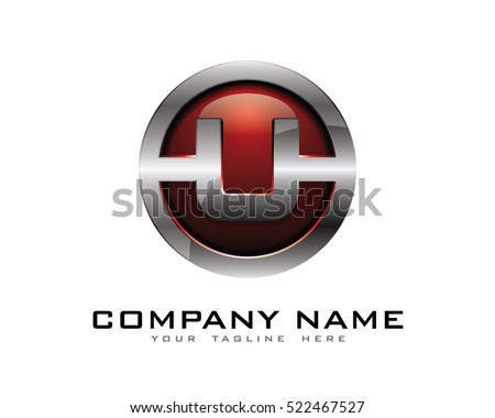 Letter U 3D Chrome Circle Logo Design Template