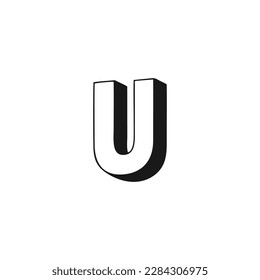 Letter U 3d geometric symbol simple logo vector