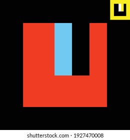 Letter U 3D look logo design in Bauhaus style. Vector logo in Eps 8.