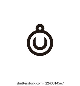 Letter U in 8, circle geometric symbol simple logo vector