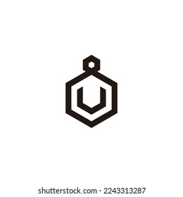Letter U in 8, hexagon geometric symbol simple logo vector