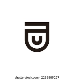 Letter U in a, shield geometric symbol simple logo vector