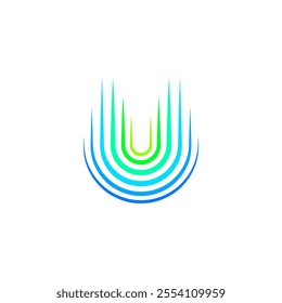 Letter u abstract blue lines vector design