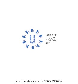 Letter U Abstract Circle Design Template.