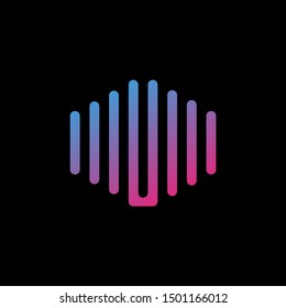 letter U abstract for information technology and digital. minimalist sound music equalizer icon. audio logotype Unique and simple element. -vector