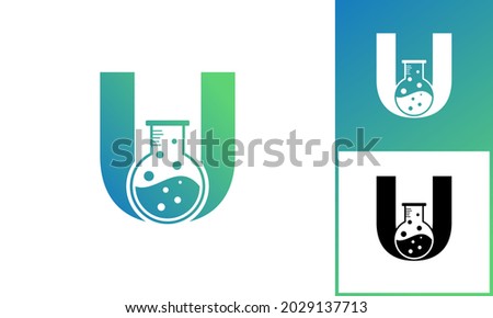 Letter U with Abstract lab logo. Usable for Business, Science, Healthcare, Medical, Laboratory, Chemical and Nature Logos.