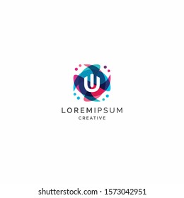 Letter U Abstract Logo Design Template. Colorful Overlay Vector Illustration