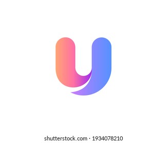 A letter U from abstract multicolors shapes. Application icon logotype design template. Vector icon logo design.