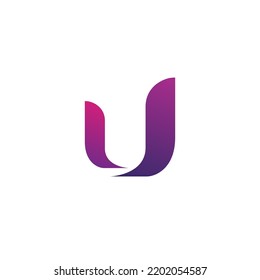 A letter U from abstract multicolors shapes. Application icon logotype design template.