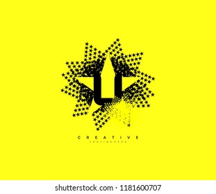 Letter U Abstract Star Brush Pattern Vector Logo