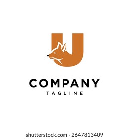Letter U Ajak Dog Logo Icon Vector