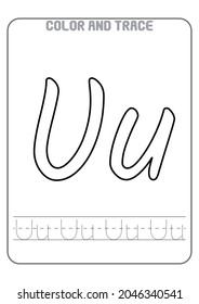 Rastreo de color de letra U de la actividad preescolar Aprendizaje temprano