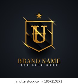 Letra U Logo De Alfabeto 3d Diseño De Plantilla De Ilustración De Oro. Vector Eps 10