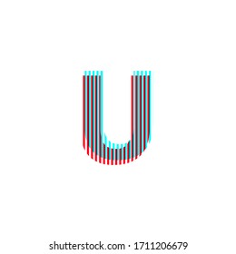 letra "U", efecto anaglyph, vector editable