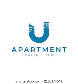 Letter U Apartement Logo DEsign vector. Good for Real Estate, Construction, Apartment, Building, House and Architecture