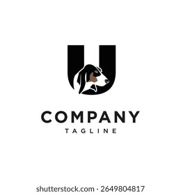 Letter U Ariege Hound Logo Icon Vector