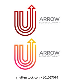 Letter U with Arrow, Exchange, Finance, Business, Moving, Forward Logotype