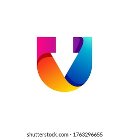 letter U and arrow with gradient style for your business