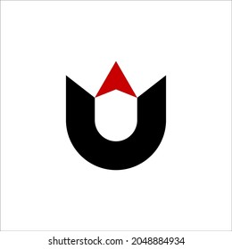 plantilla de logotipo de crecimiento de letra U y flecha
