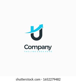 letter u  and arrow up initial vector design template