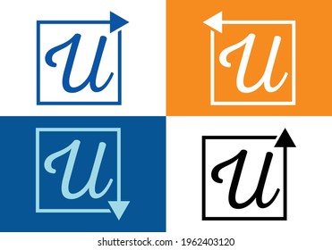 Letter U with Arrow, Letter U arrow logo design template.