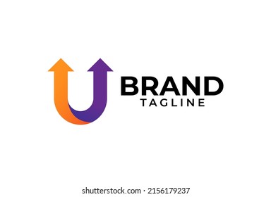 Letter U Arrow Logo Design, verwendbar für Logistik-, Finanz- und Firmenlogos, Vektorgrafik