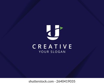 Letter U with arrow logo design. Monogram Letter U logo template