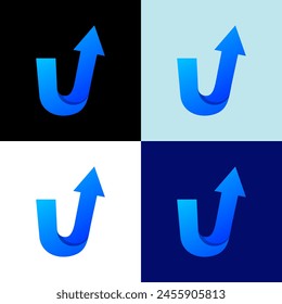 letter u  arrows creative logo design 