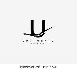 Letter U Artistic Abstract Brush Logo Design