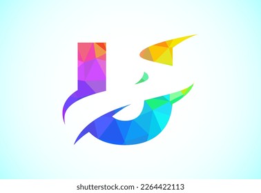 Letter U with backspace S or pathway logo design vector template. Low poly style graphic alphabet symbol