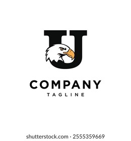 Letter U Bald Eagle Logo Icon Vector