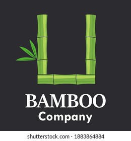 Letter u bamboo logo template illustration. Suitable for your business.