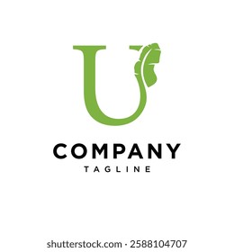 Letter U Banana Leaf Logo icon vector