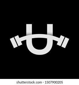 letter u with barbell icon vector logo template