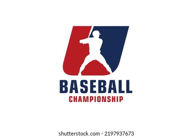 Letter U with Baseball Logo Design. Vector Design Template Elements for Sport Team or Corporate.