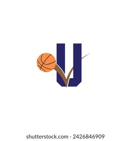 Letter U with basketball logo.	