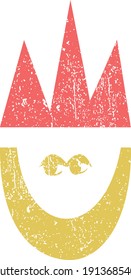 letter U with beard and crown like a king. simple, abstract, modern