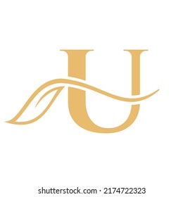 Letter U Beauty Flower Logo mit Creative Concept Beauty, Salon, Spa, Mode und Yoga-Zeichen